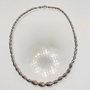 JCM Jacmel Mauritius Italy Sterling Graduated Diamond Cut Oval Bead Neck…